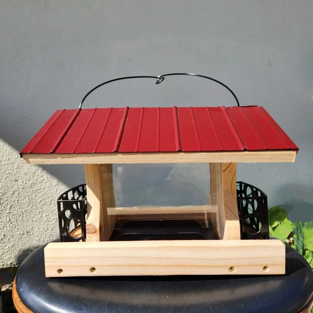 NEW Heavy Duty Bird Feeder Wood Birdhouse Garden Decor Bird House Hand Crafted H